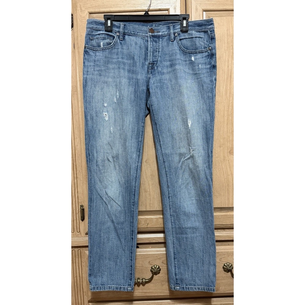 Ann Taylor Loft Women's Jeans Size 27/4 Boyfriend Denim Distressed Button Fly